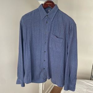 Fleece Casual Shirt in Mid Blue Size L/41-42